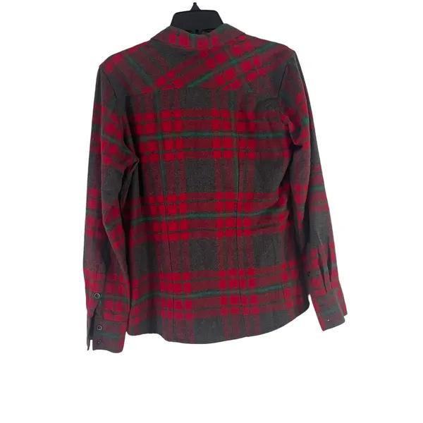 Natural Reflections Women's Size Medium Red Grey Plaid Soft Flannel Button Up‎ - Image 7