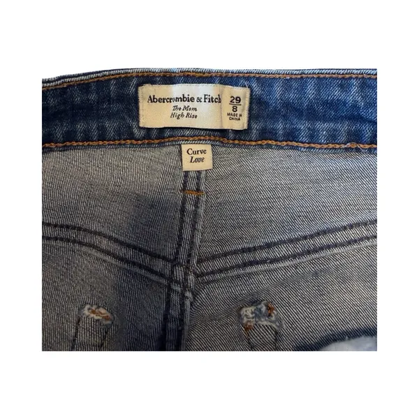 Abercrombie & Fitch Curve Love High Rise Mom‎ Jeans Blue 29/8 Medium Wash Denim - Image 3