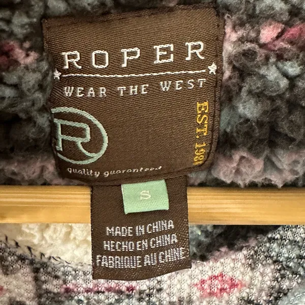 Roper Southwestern Quarter Zip Polar Fleece Pullover Women S Aztec Ivory Pockets - Image 5