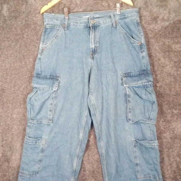Old Navy Mid Rise Baggy Cargo Wide Leg Barrel Womens Size 12 - Image 3