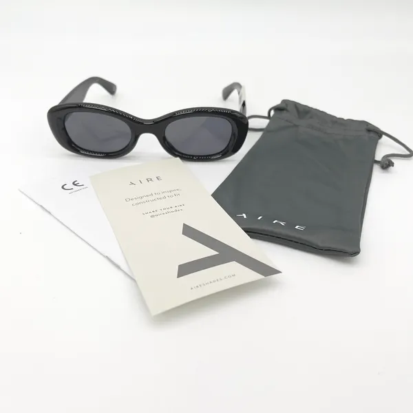 AIRE Calisto Sunglasses OS Black Oval Retro Y2K Minimalist Edgy Cyber Mob Wife‎ - Image 10