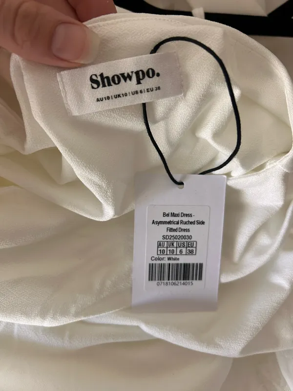New Showpo Bel Maxi Dress Asymmetrical Side Fitted Dress Size Small MSRP $109 - Image 7