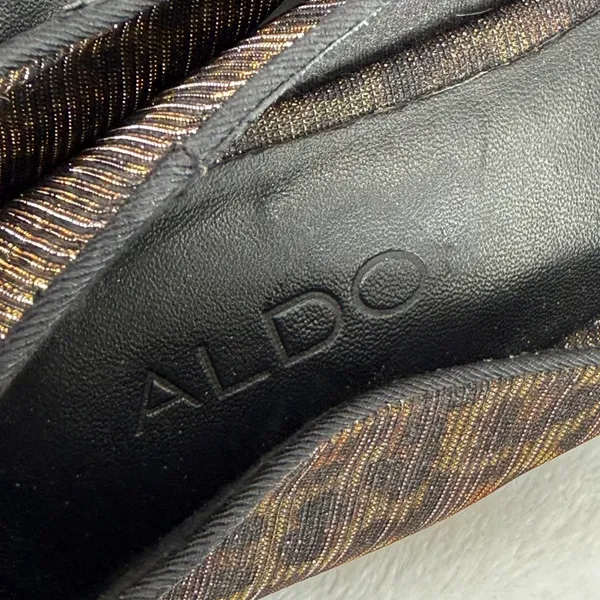 ALDO Leopard Print Metallic Pointed Toe Flats‎ Gold Bronze Size 9 Womens - Image 6