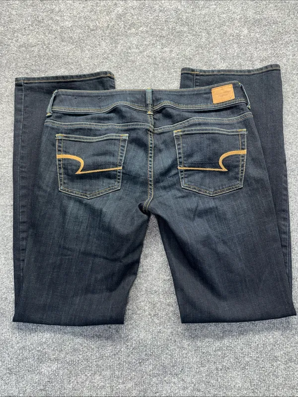 American Eagle Outfitters Low-Rise Slim Boot Cut Dark Blue Super Stretch Jeans - Image 8