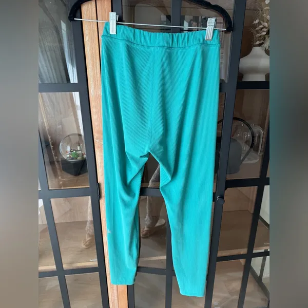 ALO leggings ribbed blissful high waisted 7/8 ocean teal emerald workout - Image 6