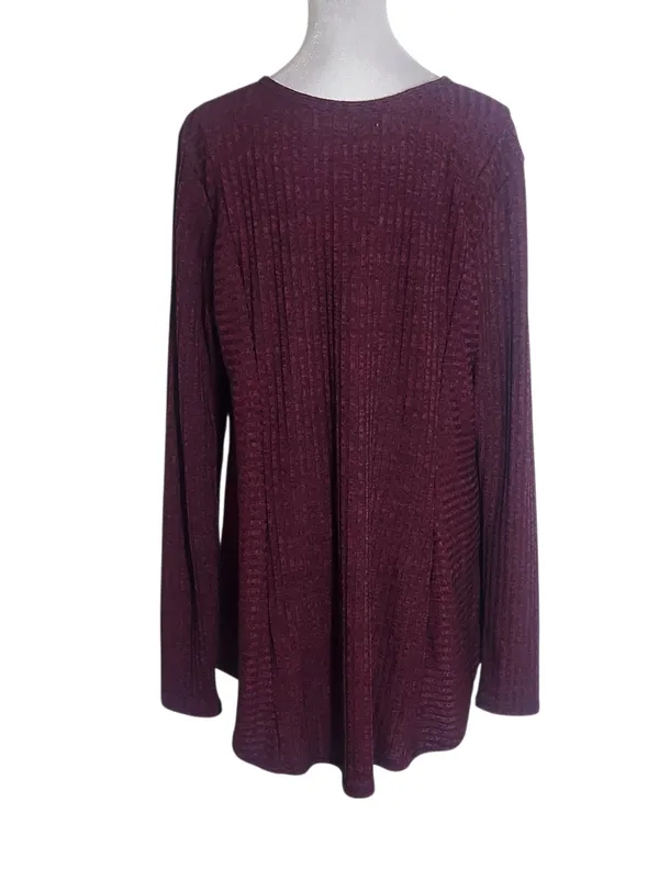 Maurices Burgundy and Black Ribbed Knit Tunic Size XL - Image 2