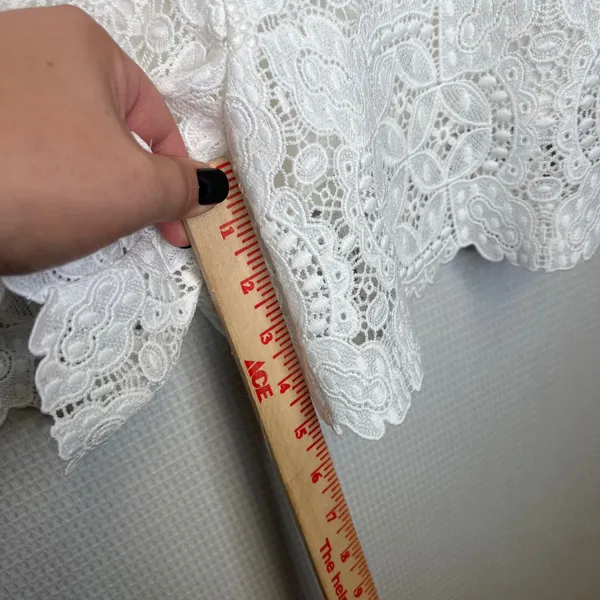 Maje E16IANIS Ecru White Guipure Floral Lace Scalloped High Rise Shorts - Image 6