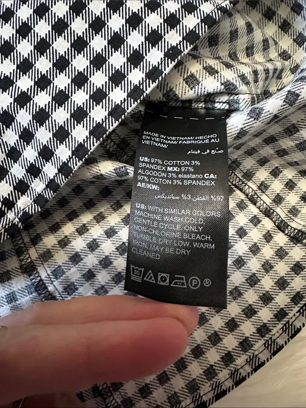White House Black Market Black & White Gingham V-Neck Sleeveless Blouse Size 10 - Image 7