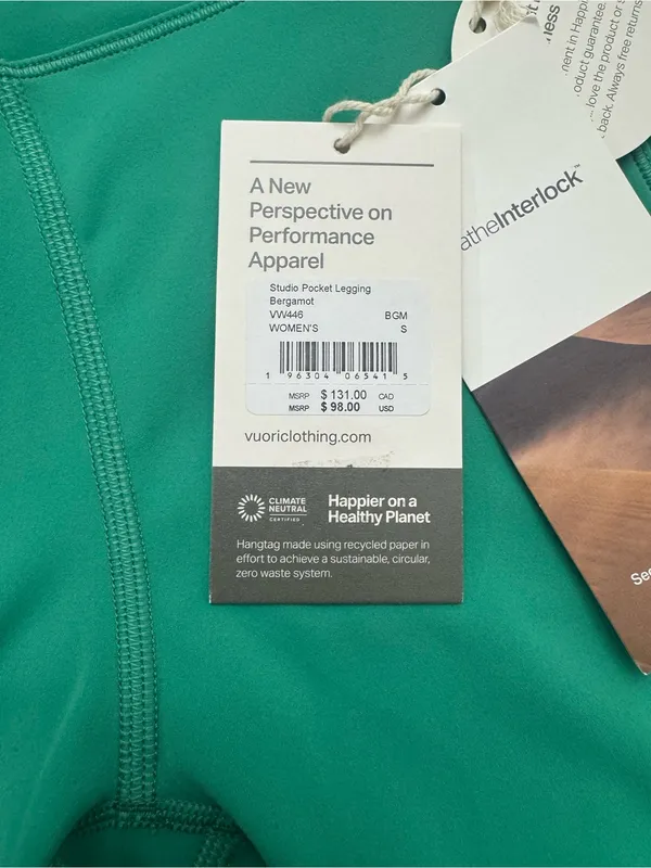 Vuori Studio Pocket Legging — Bergamot Green - Image 2