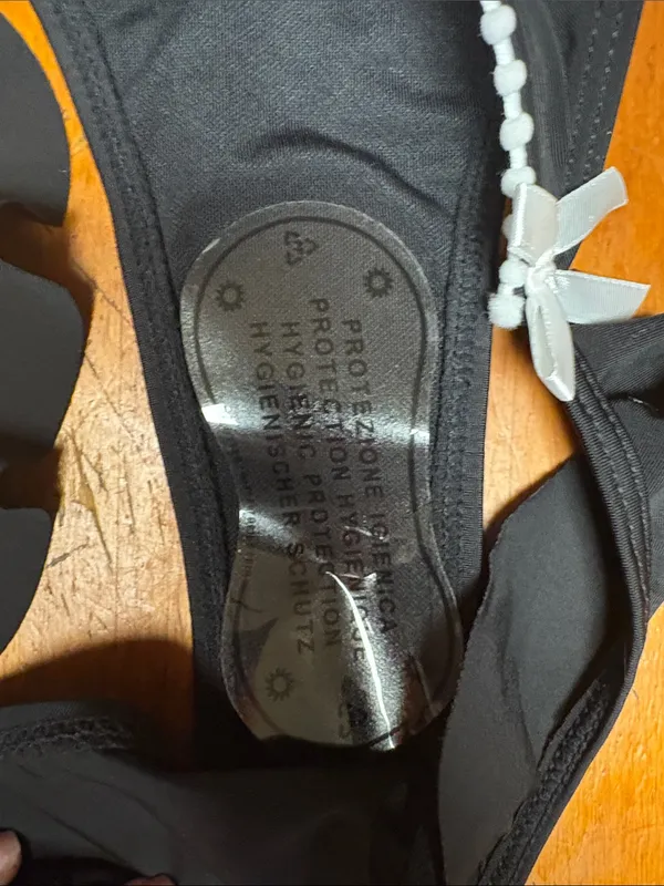Black Bikini Set with White Trim and Bow Accents - Image 3