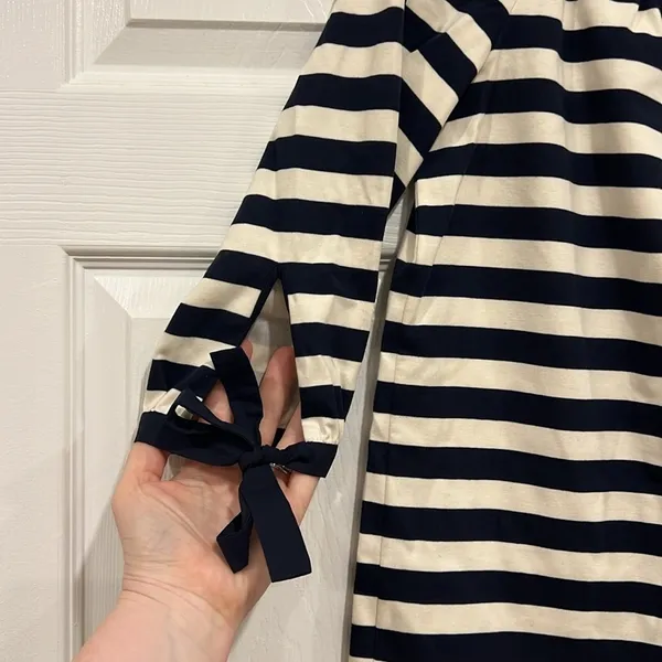 J. Crew Striped Off Shoulder‎ Mini Dress Navy Blue White Womens Size XS - Image 3