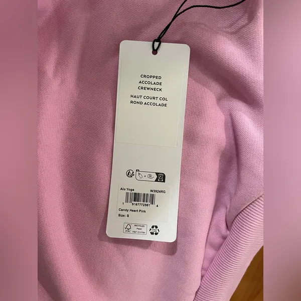 Alo NWT Cropped Accolade Crewneck Candy Heart Pink Size S - Image 8