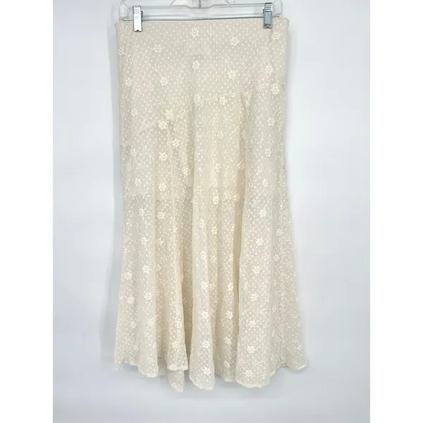 Universal Thread Skirt Women Small Cream Lace Floral Midi Boho‎ Cottage Romantic - Image 2