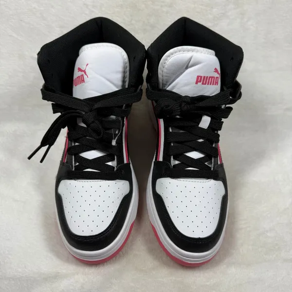 Puma Rebound V6 Womens 8.5 High Top Sneakers Black White Pink 403462-02 - Image 3