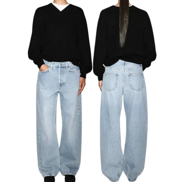 COS 34X31 Light Wash Facade Straight Leg Low Rise Jean Button Fly Baggy Y2K $139 - Image 2