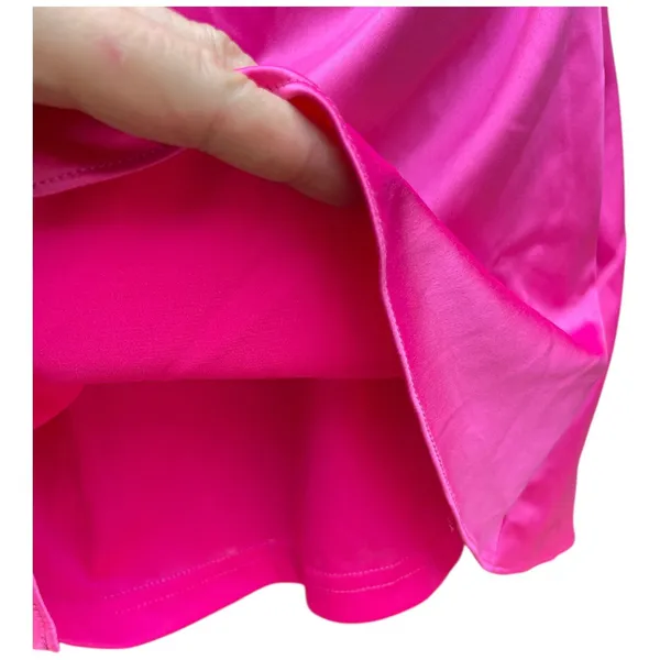 Hot Pink Satin Lace Slip Mini Dress NWT Size Small Ruched Spaghetti Strap Party - Image 9