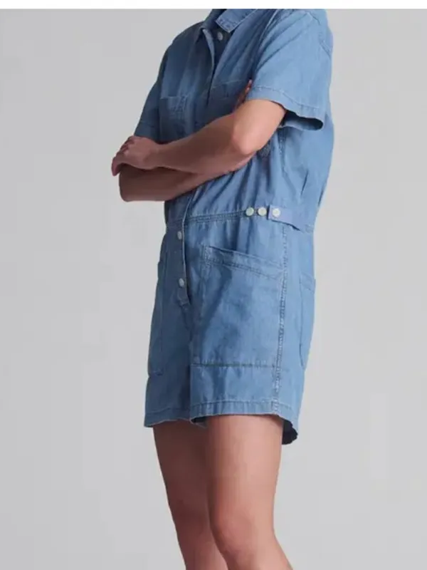 NWT MAVI Noreen Denim Romper Short Romper | Mid Vintage Light Denim - Image 4