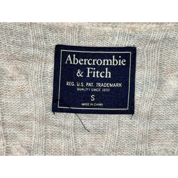 Abercrombie & Fitch Cream Ribbed Knit Long Sleeve Sweater Midi Dress Womens Sz S - Image 3