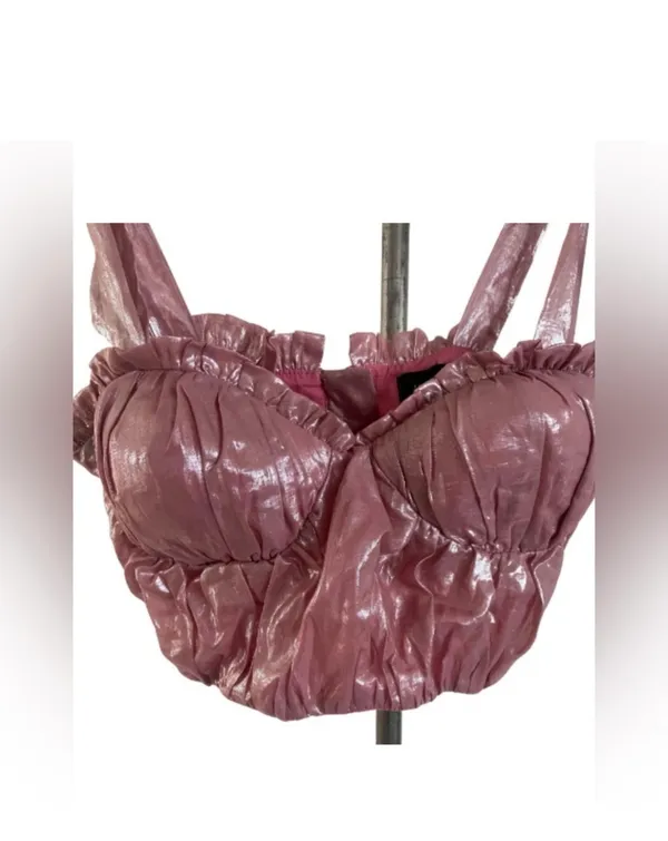 Majorelle✨ Chic Metallic Pink Bow Top 🎀 - Image 4