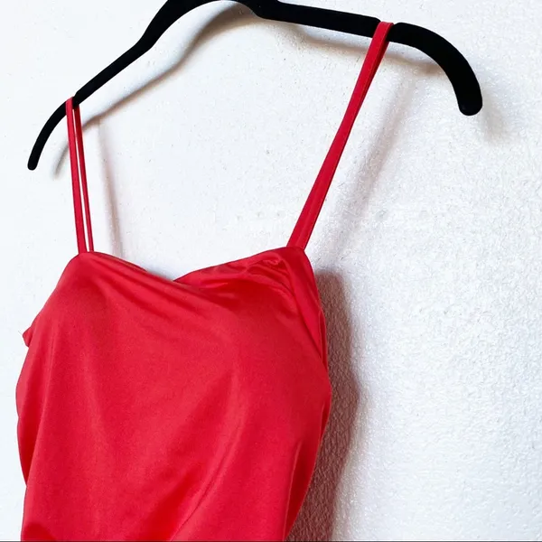 SHEIN Red Side Ruched Dress Size Medium - Image 2
