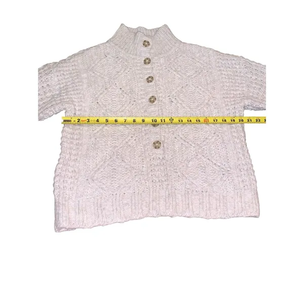 American Eagle Cream Cable Knit Mock Neck Button Sweater XS‎ Cream White Cozy - Image 7