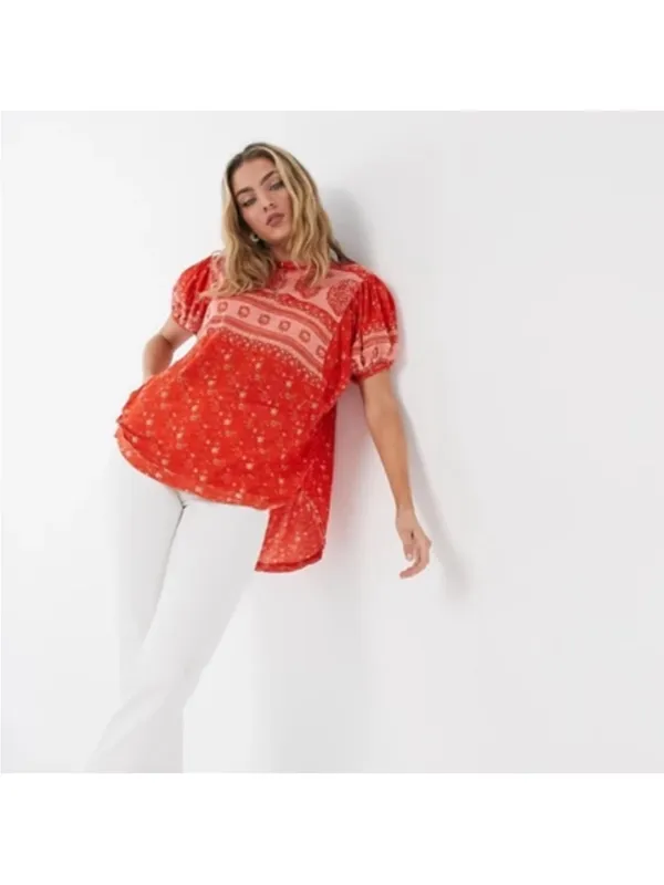 Free People paisley print red top - Image 4
