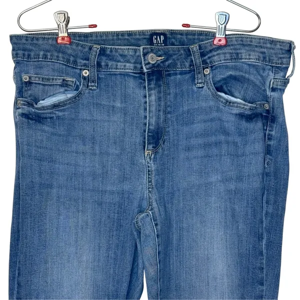 Gap Womens Jeans Curvy Skinny Leg Denim Mid-Rise Stretch Indigo Blue Size 34R - Image 2