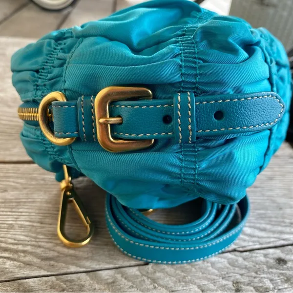 Prada Blue Tessuto Gaufre Crossbody - Image 9