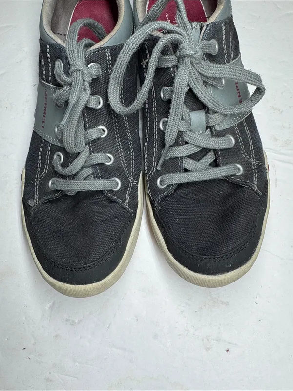 Merrell Rant Fashion low top Sneaker Black Gray Canvas Leather 8 casual gorpcore - Image 4