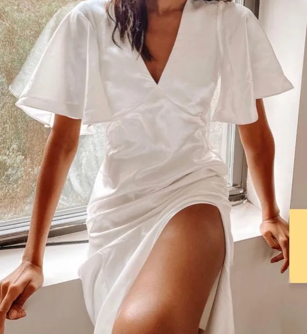 Lulus White silk prom dress - Image 3