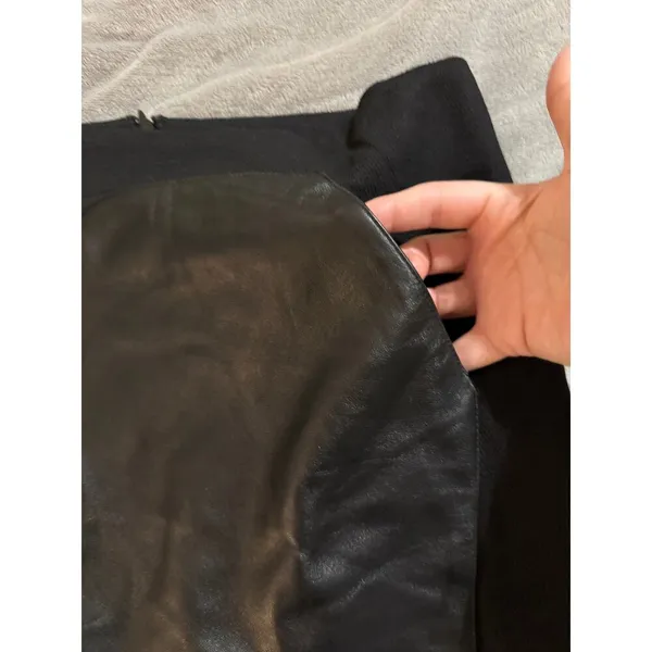 Anthropologie Eva Franco Black Leather Pencil Skirt Size 4 Professional‎ - Image 3