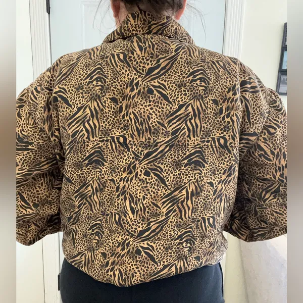 VTG Y2K Women Animal Print oversized Jacket Size S - Image 3
