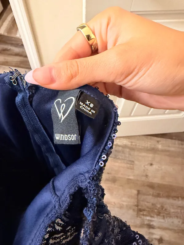 Windsor Navy Blue Sparkly mini Dress - Image 3