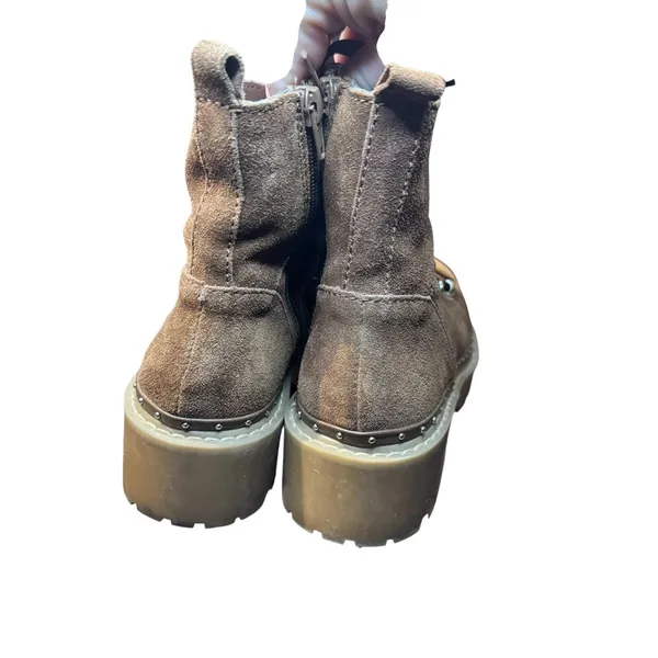 Steve Madden Boots Womens Size 7.5 Brown Leather Rainier Faux Fur‎ Ankle Lug - Image 8