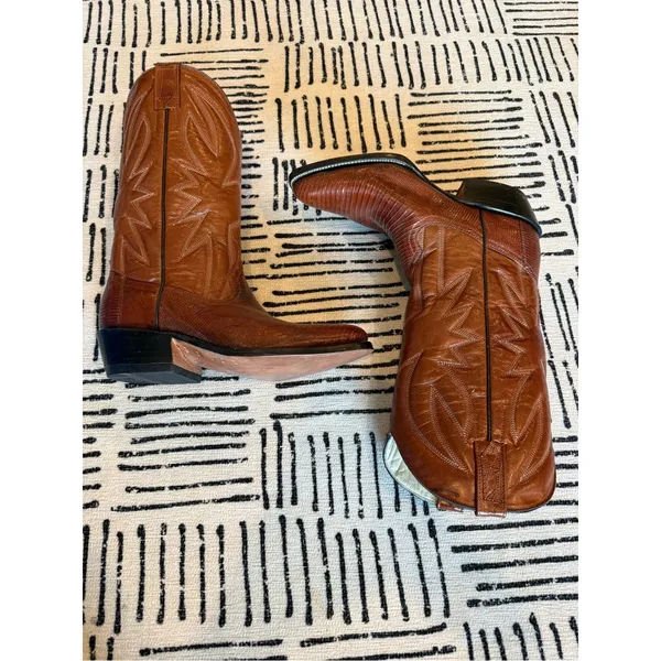 Vintage Exotic Lizard Leather Cowboy Boots Brown Western Unmarked - Image 3