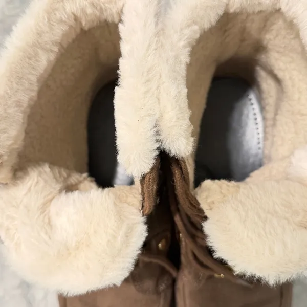 Bebe Leyia Faux Suede Fur-Lined Lace-Up Winter Boots - Size 7.5 - Image 5