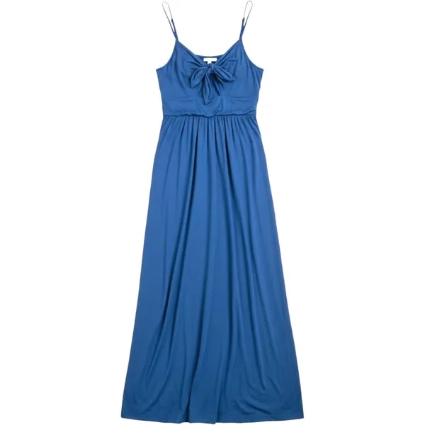 Moulinette Soeurs Anthropologie Blue Jersey Maxi Dress Tie Front Empire Waist M - Image 3