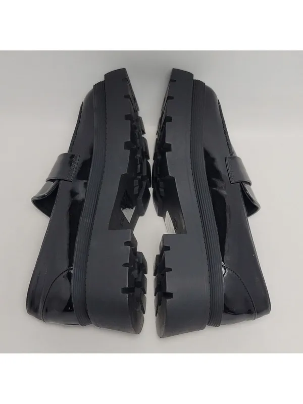 New York & Company Women's Penny Chunky Lug Sole Black Patent Leather Loafers 9 - Image 11
