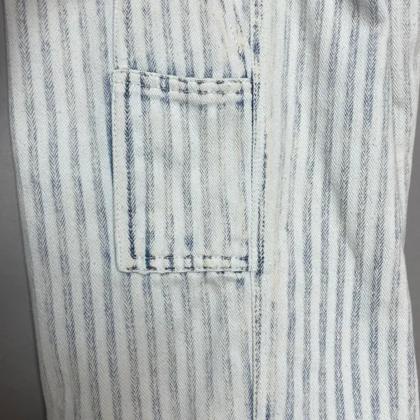 Faherty Overalls Topsail Railroad Stripe Faded Light‎ Wash Blue White Women XS - Image 15