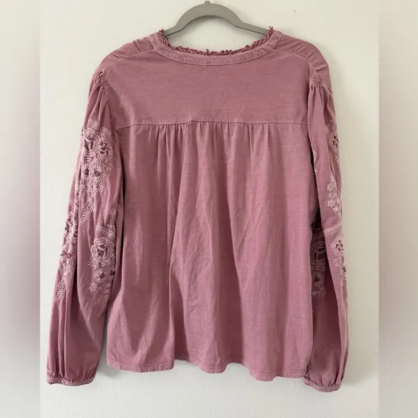 Soft Surroundings Cotton Pink Floral Embroidered Eyelet Babydoll Blouse size XL - Image 10