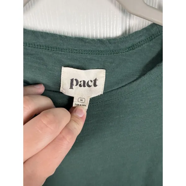 Pact Top Womens Medium Green Long Sleeve Organic Cotton Slub Minimalist - Image 2