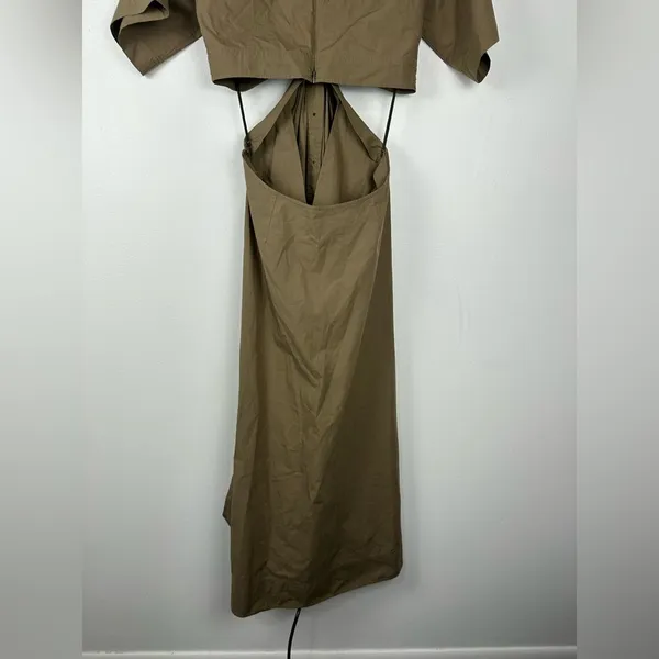 ALC Frank Georgia Cut Out Plunge Neck‎ Button Down Midi Shirt Dress Sz 6 - Image 9