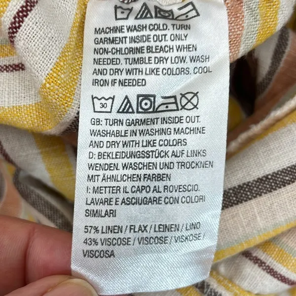 D&Co Naturals Linen blend pull on pants multicolor Striped Pants size Large - Image 11