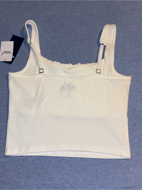 Women’s White Ruched Square-Neck Tank Top - Image 4