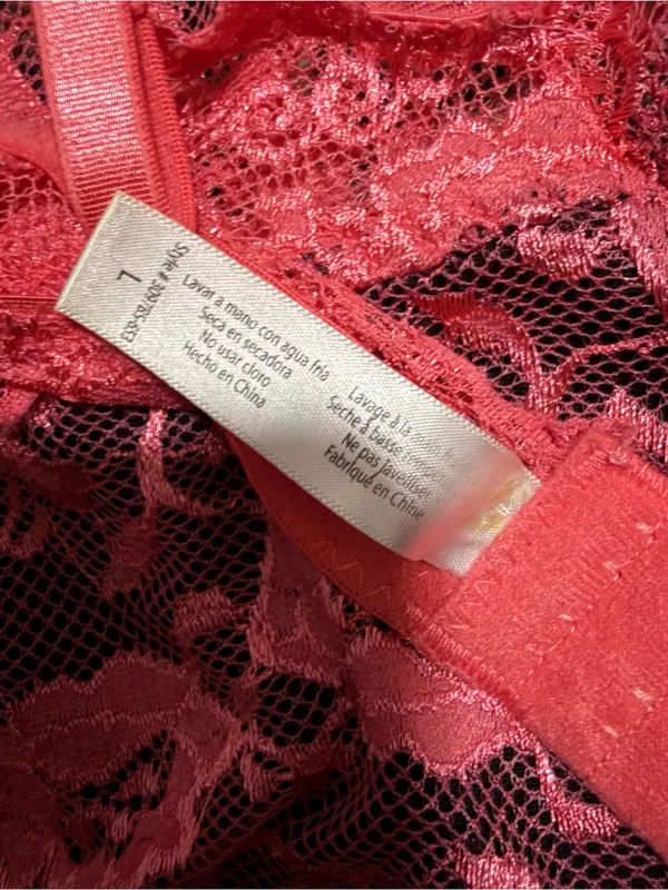 2000s vintage whimsical pink and black lace floral bodysuit - Image 10