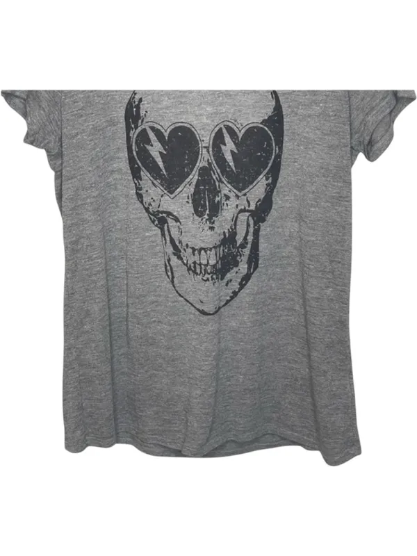 new Chaser ☻︎ Heart Eye Skull Draped Open Cross Back Tee T Shirt ☻ ︎Heather ☻︎ L - Image 6