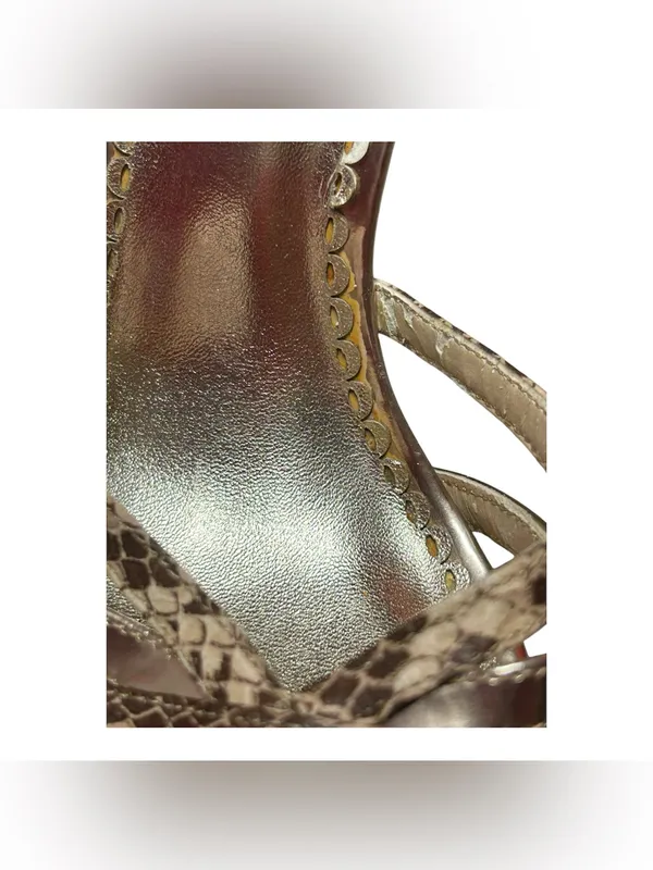 bebe cage multi-strap Metalic gold sandals with a snakeskin-textured look - Image 12