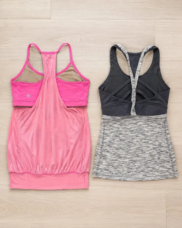 Lululemon Tank Tops Bundle of 2 Pink Grey Racerback Shelf Bra Size 4 Workout - Image 2