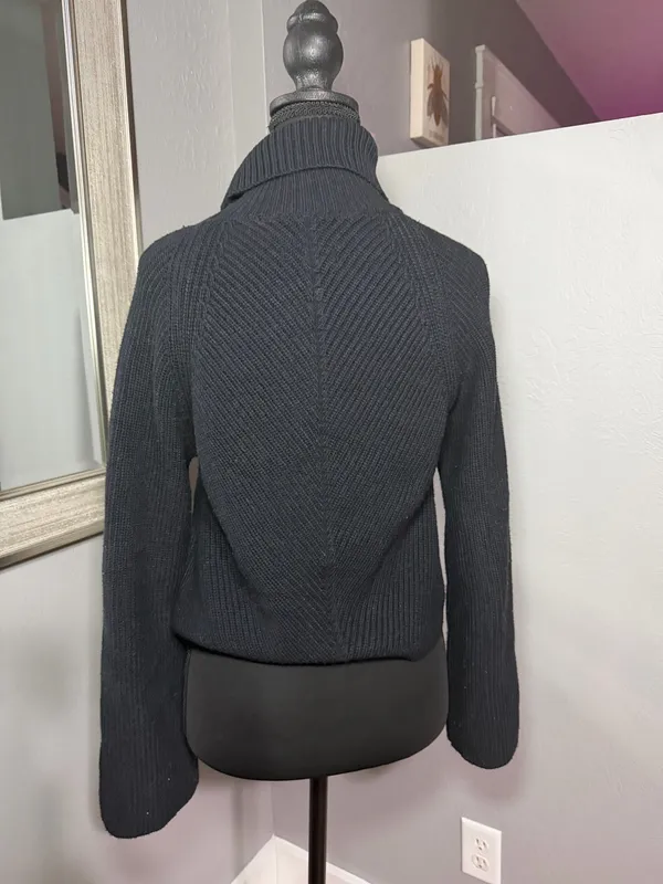 Maeve x Anthropologie cropped black wool blend turtleneck sweater size small. - Image 4
