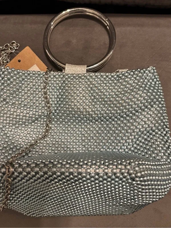 Mix No. 6 Pale Blue Beaded Ring-Handle Wristlet - Image 5
